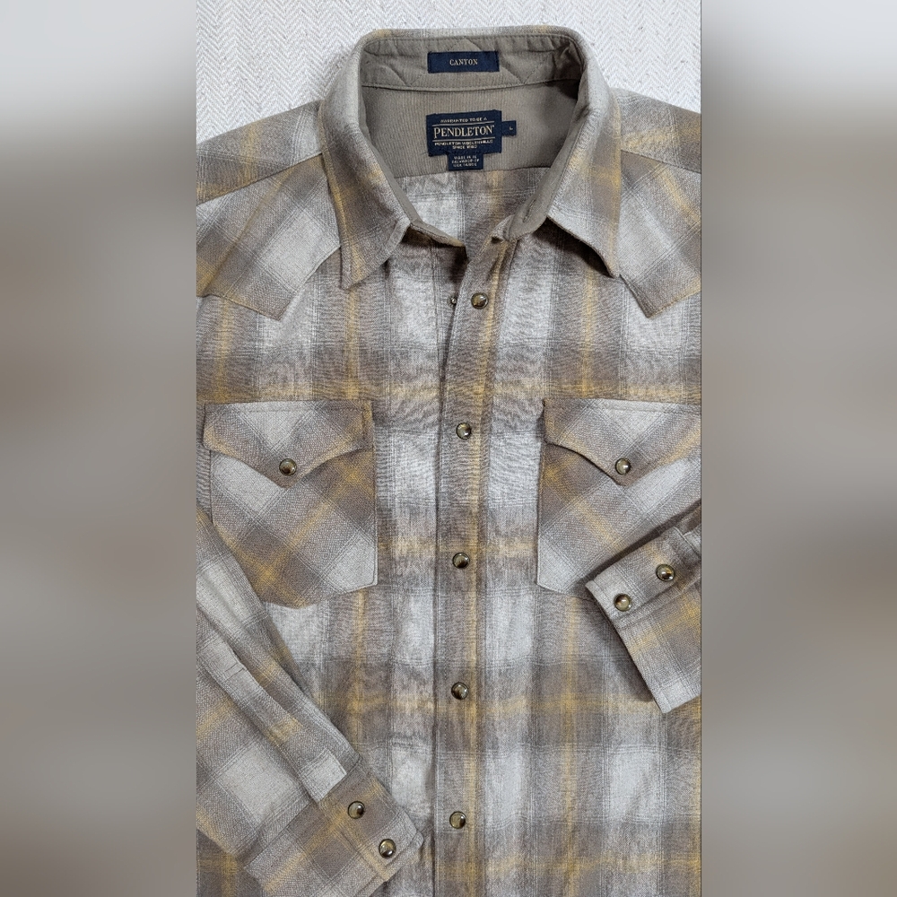 🆕 Pendleton Canyon 100% Virgin Umatillo Wool Taupe Gold Ombre L Classic